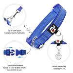 Reflective Adjustable Dog Collar with ID Tag, Blue