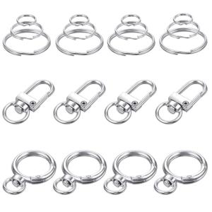 20 Dog Tag Clips with Key Rings - Silver