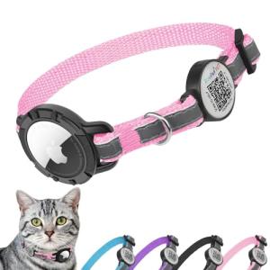 Pink Breakaway Cat Collar with Airtag Holder