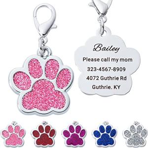 Personalized Pink Paw Print Dog ID Tags