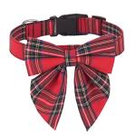 Christmas Red Plaid Bowtie Dog Collar