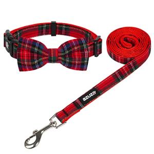 Christmas Buffalo Plaid Dog Collar and Leash Set