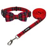 Christmas Buffalo Plaid Dog Collar and Leash Set