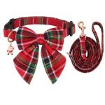 Christmas Red Plaid Dog Collar and Leash Set