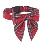 Christmas Red Plaid Bowtie Dog Collar