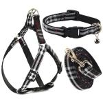 Plaid Dog Collar Harness and Leash Set