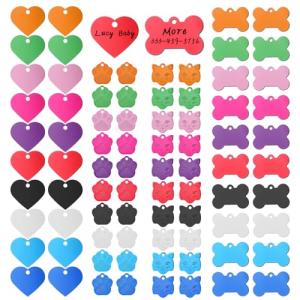 80 Colorful Blank Pet ID Tags for Dogs & Cats