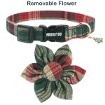 Festive Adjustable Christmas Dog Collar with Flowers