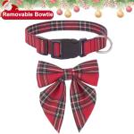 Christmas Red Plaid Bowtie Dog Collar