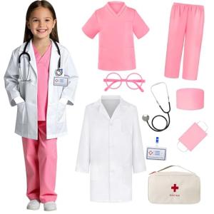Kids Doctor Costume Set with Stethoscope and Scrubs