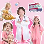 Kids Doctor Costume Set with Stethoscope and Scrubs