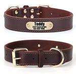Personalized Genuine Leather Dog Collar with ID Engraving