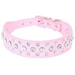 Personalized Pink Rhinestone Leather Pet Collars
