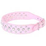 Personalized Pink Rhinestone Leather Pet Collars