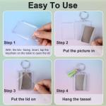 20 Pack Acrylic Photo Keychains with Tassels