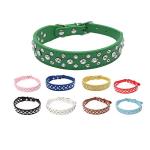 Personalized Pink Rhinestone Leather Pet Collars