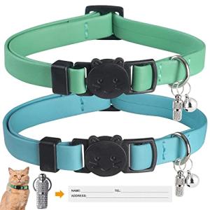 Soft Leather Breakaway Cat Collars with Bells - 2 Pack