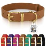 Bronzedog Leather Collar with QR ID Tag