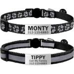 Personalized Reflective Cat Collars with Name Tags - 2 Pack