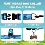 Adjustable Blue Nylon Martingale Dog Collar