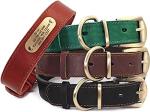 Personalized Leather Dog Collars with Engraved ID Tag