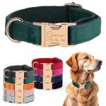 Velvet Harness Set, Gift for Pet Owners, Custom Dog Collar Personalized with Name and Phone Number, Custom Collar and Leash for Dogs, Engraved Metal Buckle Collar(Medium)