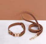 Velvet Harness Set, Gift for Pet Owners, Custom Dog Collar Personalized with Name and Phone Number, Custom Collar and Leash for Dogs, Engraved Metal Buckle Collar(Medium)