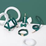 Velvet Harness Set, Gift for Pet Owners, Custom Dog Collar Personalized with Name and Phone Number, Custom Collar and Leash for Dogs, Engraved Metal Buckle Collar(Medium)