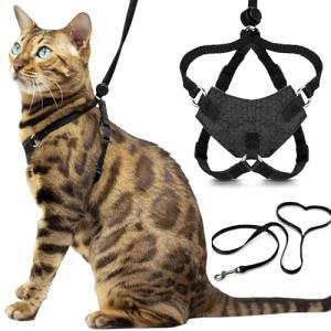 Escape Proof Cat Harness and Leash Set - Black