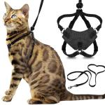 Escape Proof Cat Harness and Leash Set - Black