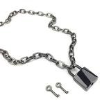 Padlock Necklace Chain Collar with Two Keys