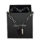 Padlock Necklace Chain Collar with Two Keys