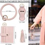 PU Leather Wristlet Keychain ID Holder for Women