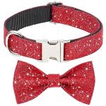Red Christmas Bow Tie Dog Collar and Leash Set