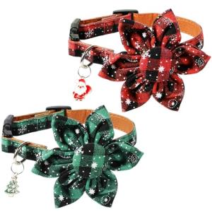 Christmas Dog Collar Set with Flower and Snowflake