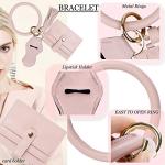 PU Leather Wristlet Keychain ID Holder for Women