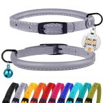 Bronzedog Rolled Leather Cat Collar with ID Tag