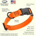 Waterproof Quick Release Dog Collar - Orange 1" W