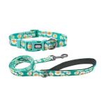 Floral Dog Collar and Leash Set with Reflective Strips