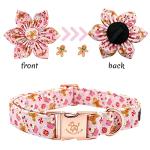 Christmas Plaid Dog Collar with Flower Accent