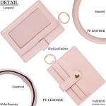 PU Leather Wristlet Keychain ID Holder for Women