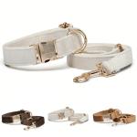 Custom Engraved Velvet Dog Collar and Leash Set