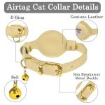 Beige Leather Cat Collar with AirTag Holder