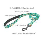 Floral Dog Collar and Leash Set with Reflective Strips
