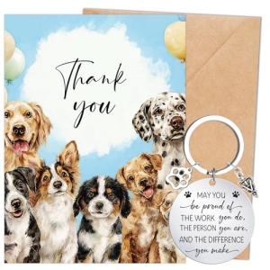 Cute Vet Tech Gifts Set with Keychain and Card