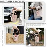 PU Leather Wristlet Keychain ID Holder for Women