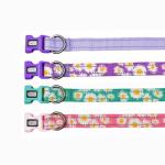 Floral Dog Collar and Leash Set with Reflective Strips