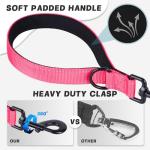 Pink Reflective Short Dog Leash for Large Dogs