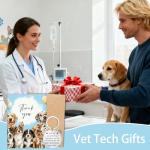 Cute Vet Tech Gifts Set with Keychain and Card