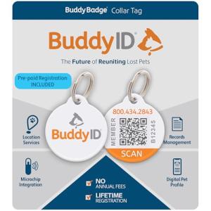 BuddyID® QR Collar Tag for Pet ID Recovery